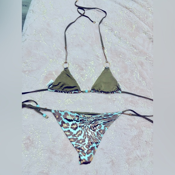 LADY LUX SWIMWEAR safari/ leopard print bikini set - Picture 3 of 4